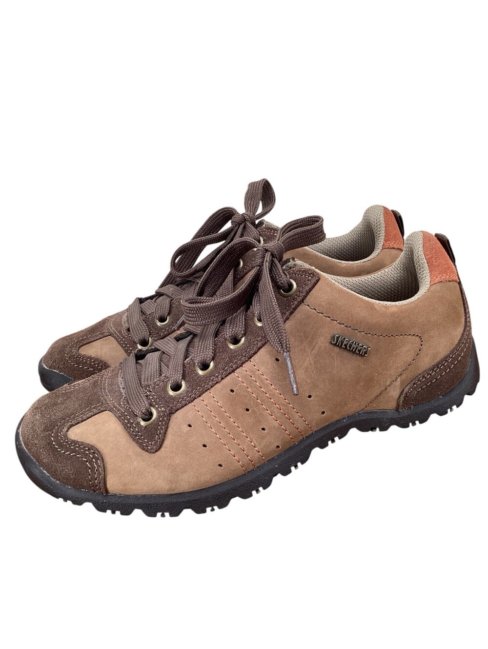 Skechers Signalize Womens Size 6.5 Brown/Tan Leather Casual Hiking Sneaker Shoes